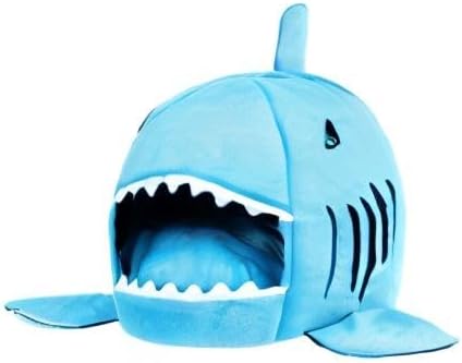 Guinea Pig Hideout Bed Warm Small Animals House Cave for Chinchilla | Winter Warm Sleeping Bed with Removable Washable Pad, Shark Cat Bed Nest for Ferret Hedgehog Rat Cage Accessories