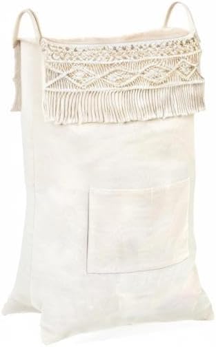 Mkono Macrame Hanging Laundry Hamper Bag Over The Door Organizer Laundry Bag Boho Decor Hanging Clothes Hamper for College Dorm Room Bathroom Home Travel Space Saving