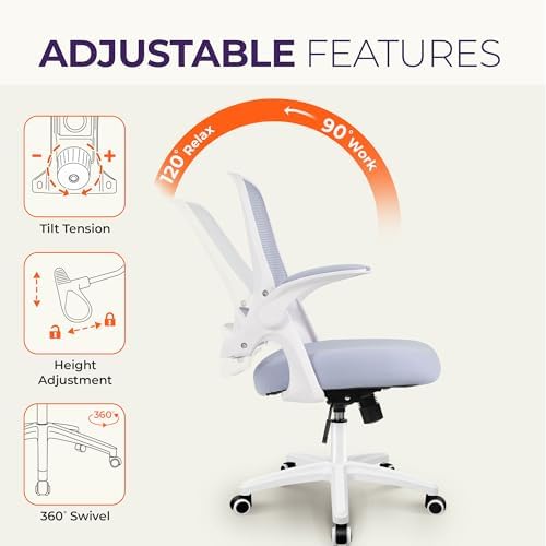 NEO CHAIR Office Desk Chair, Ergonomic Mesh with Flip-Up Armrests, Purple