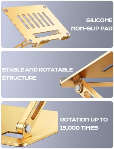 LOXP Aluminum Laptop Stand, Adjustable Laptop Stand for Desk Portable -Gold