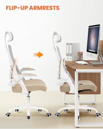 NEO CHAIR Office Chair with Adjustable Ergonomic Lumbar Headrest, Beige