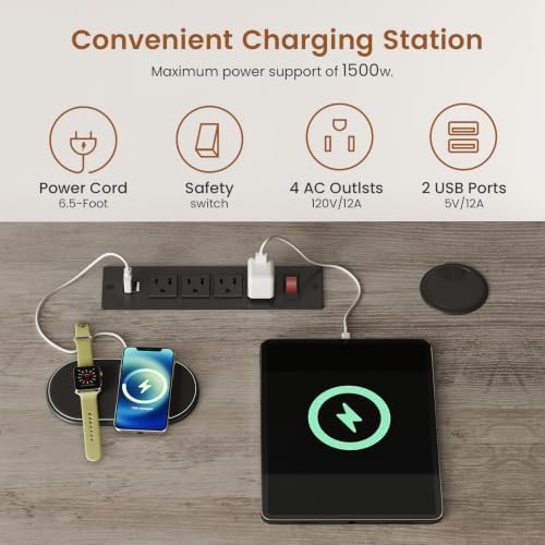SEDETA 55.1" Farmhouse Desk with Hutch & 3 Storage Drawers