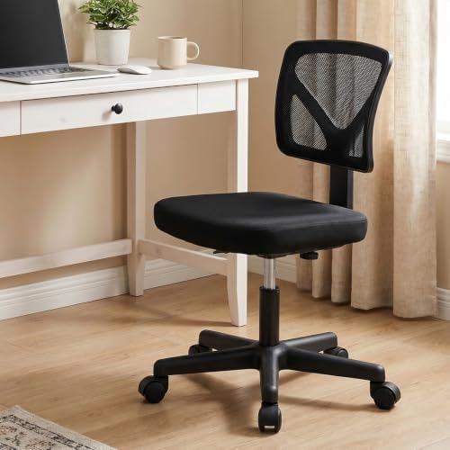 Sweetcrispy Small Armless Desk Chair, Mesh Rolling Office Chairs