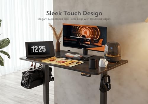 Claiks Electric Height Adjustable Standing Desk, 48x24 Inch, Black