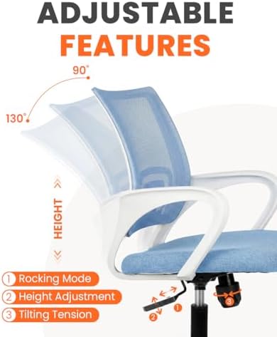 NEO CHAIR Office Computer Chair Ergonomic Mid-Back Mesh Desk Chair, SkyBlue