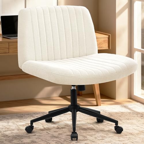 Orange Factory Criss Cross Chair, Wide Wheel Vanity Seat, Beige Dual Base