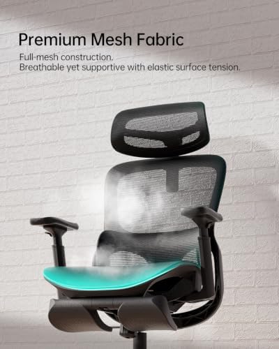 Hbada P2 Ergonomic Office Chair, Office Chair with 3D Lumbar Support, Ergonomic Chair with 3D 360° Rotation Arms & 3D Headrest, 135° Stepless Tilt Function, Black