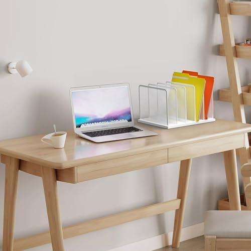 Kuntine.B 5-Section Upright Desk File Organizer White 1 Pack