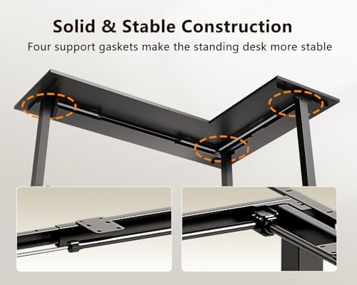 Casaottima 71 Inch L Shaped Electric Standing Desk, Home Office, Black