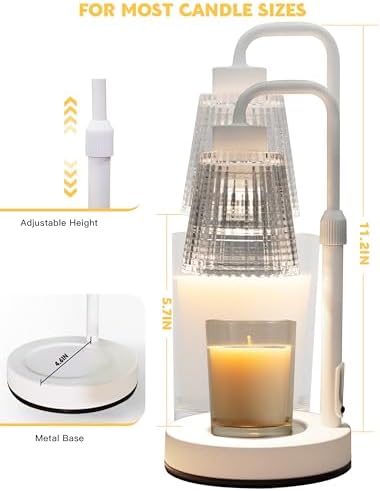 White Candle Warmer Lamp with 24h Cycle Timer, Dimmable Wax Melt Warmer