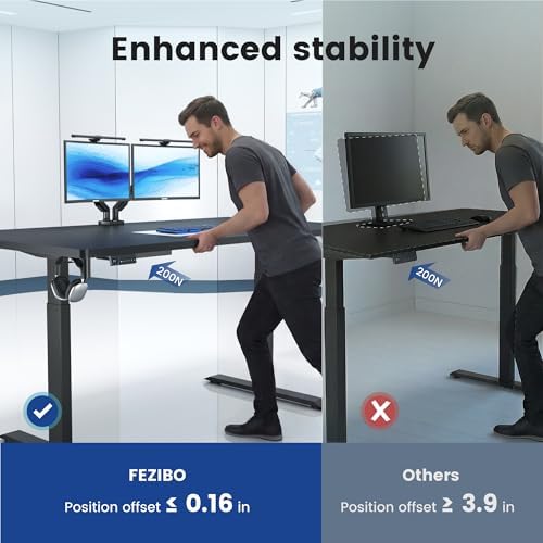 FEZIBO Standing Desk 63 × 37 Inch Electric Height Adjustable, Black