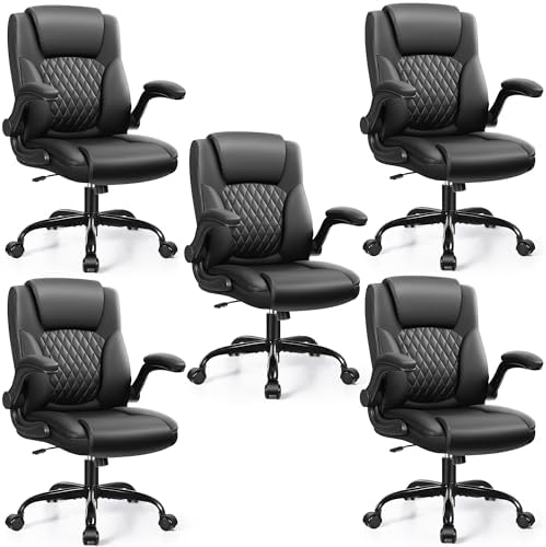 Leather Office Chair, PU Home Computer Desk Chairs with Ergonomic Back Support, 360°Swivel Free,Small Gaming Chair with Wheels and Adjustable Armrests, for Short People Use