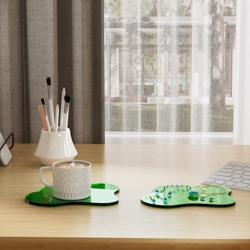 Acrylic Coaster Decorative Plates, Dark Green Bar Drink Coaster, Clear Cloud Shape Coffee Cup Coaster, Perfect for Tabletop Protection and Accessories Display.(Dark Green