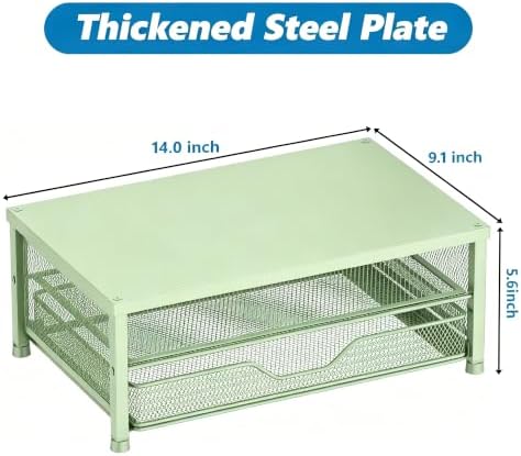 OPNICE Computer Monitor Stand Riser, Desk Organizer with Drawer, Printer & Laptop Stand, Office Desk Accessories & Workspace Desktop Organizers Storage for Office Supplies(Green)