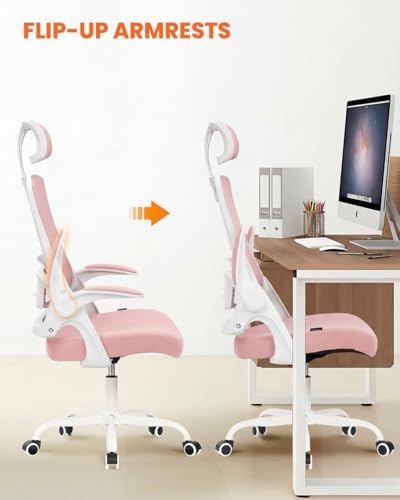 NEO CHAIR Office Chair with Adjustable Ergonomic Lumbar Headrest, Pink