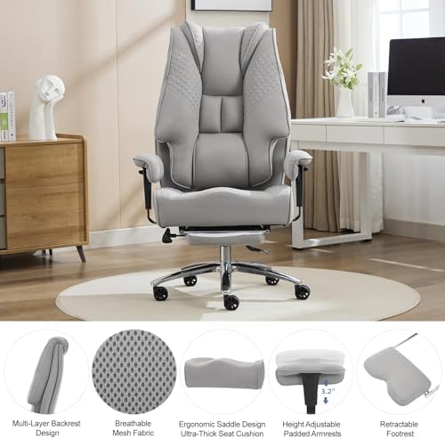 EXCEBET Big and Tall Executive Office Chair 400lbs Wide Seat, Mesh Grey