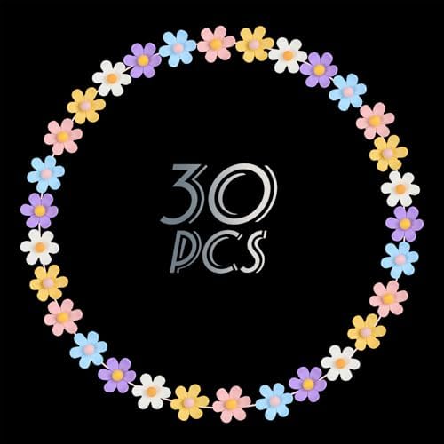 30 Pcs Flowers Push Pins Decorative Thumb Tacks in 5 Colors Cute Office Decor for Cork Board Bulletin Board, Photos Wall Maps and Other Offices Schools Supplies Christmas Decoration