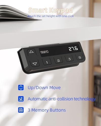 YIHAYO Electric Standing Desk, 40 x 24 Inches Stand Up Desk with Splice Board, Adjustable Height Desk, Computer Desk for Home Office, White Frame/White Top