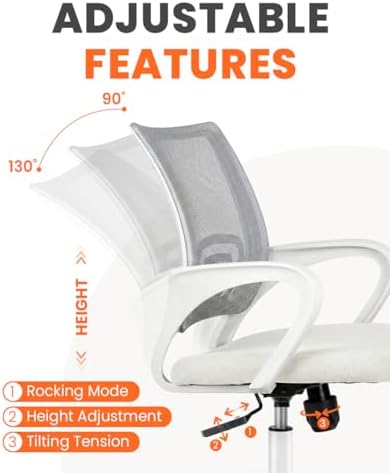 NEO CHAIR Office Computer Chair Ergonomic Mid-Back Mesh Desk Chair, Ivory