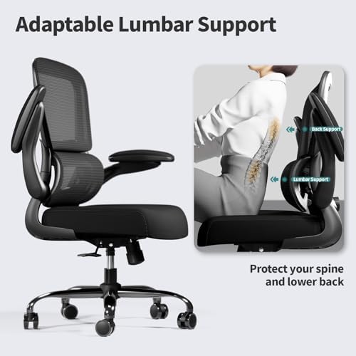 TRALT Office Chair - Ergonomic Desk Chair with Adjustable Lumbar Support, Mesh Computer Chair, Executive Chairs for Home Office Comfortable Lumbar Support Black Pack of 4