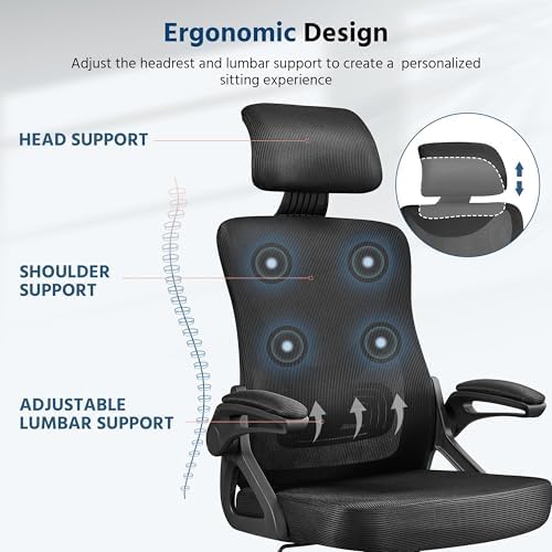 Yaheetech Ergonomic Office Chair with Headrest, Lumbar Support, Black