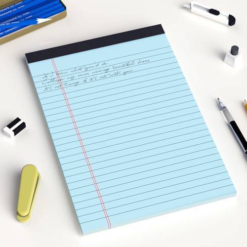 AILZFEI 6pcs Small Note Pad 5x8 College Ruled Blue Legal Pads Paper Notepads 6 Pack Study Back Writing Pads 5 x 8 Legal Pads Perforated Narrow Ruled Pads of Paper Blue
