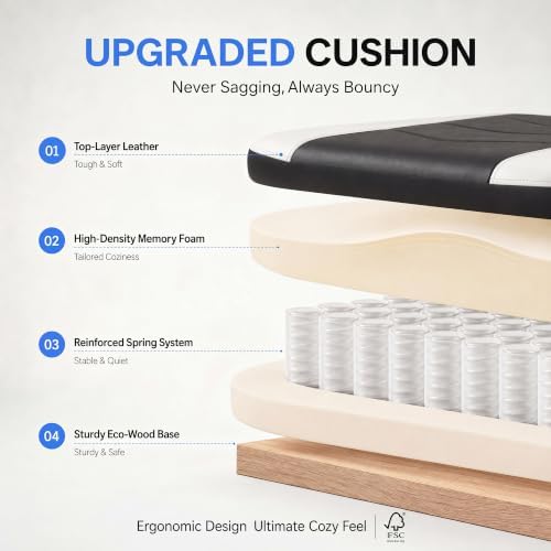 Desk Computer Gaming Chair - High Back Ergonomic Office Chair with Footrest and Lumbar Support, Swivel Comfy Home Gamer Video Game Chairs with Pocket Spring Cushion for Adults (White Leather)