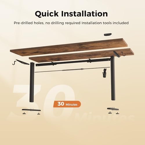 Agilestic Electric Height Adjustable Standing Desk, 48 Inch, Rustic Brown