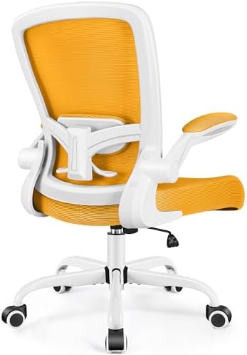 FelixKing Office Chair, Ergonomic Desk Chair Breathable Mesh Chairs Adjustable High Back Lumbar Support Flip-up Armrests, Executive Rolling Swivel Comfy Computer Chairs Home Office Yellow