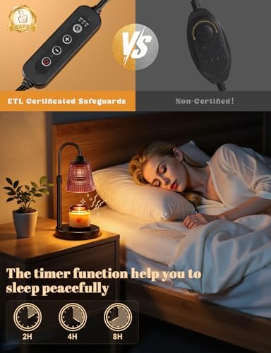 Pomegranate Red Candle Warmer Lamp with Timer, Dimmable Candle Warmer for Home Decor, Height Adjustable Candle Lamp for Jar Candles, Birthday Gifts for Women Mom, House Warming Gifts New Home