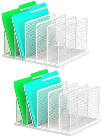 Kuntine.B 5-Section Upright Desk File Organizer White 2 Pack