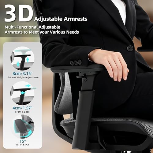 Ergonomic Office Chair with Footrest 4-Level Adjustable Lumbar Suppor