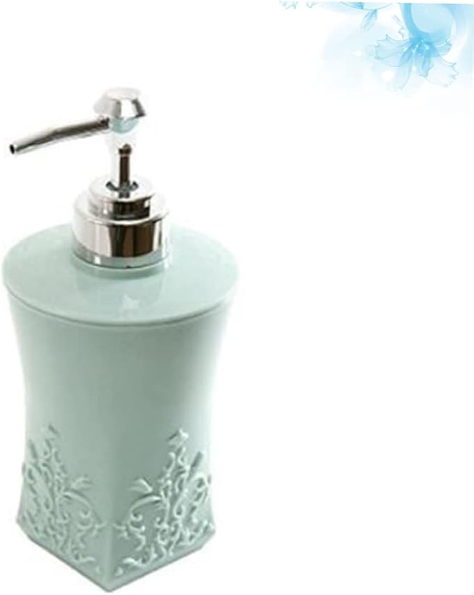 Emulsion Pump Press Bottle Refillable Square Shampoo and Lotion Dispenser Eco-Friendly Portable Container Light Blue for Home Use