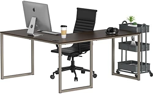 SHW Mission 55 x 60 L-Shape Home Office Computer Desk, Espresso