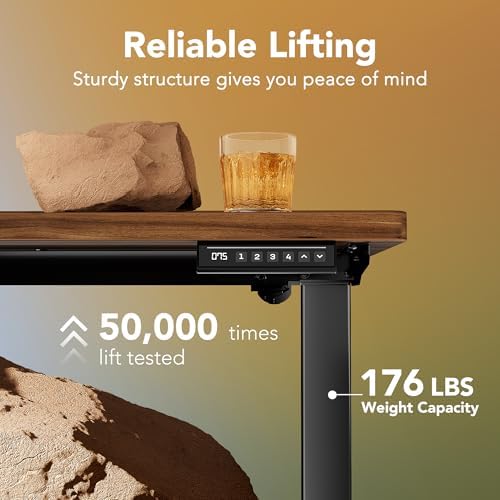 HUANUO 40x24 Inch Electric Standing Desk, Height Adjustable, Black Walnut