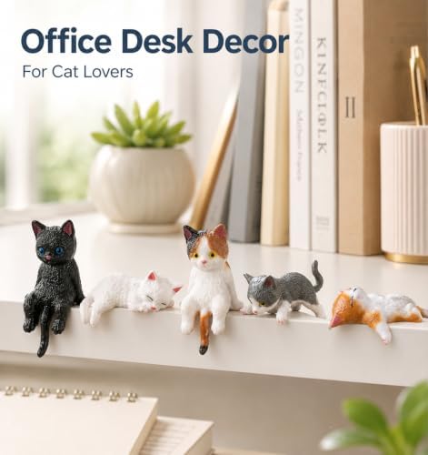 12 Pcs Cat Desk Figurines for Office, Cat Trinkets Computer Monitor Decor