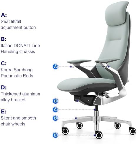 Genuine Leather Executive Office Chair,Top-Grain Cowhide, Ergonomic Design