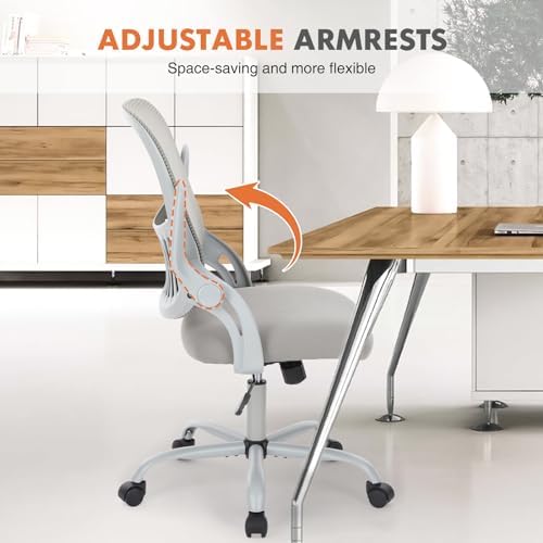 Sweetcrispy Home Office Chair, Mesh Office Chair, Lumbar Support, Grey