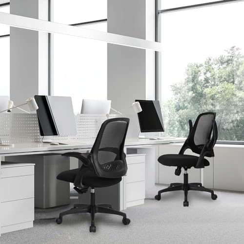 NEO CHAIR Office Desk Chair, Ergonomic Mesh with Flip-Up Armrests, Black