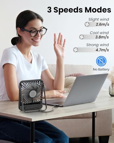 Koonie USB Desk Fan, Strong Wind Ultra Quiet Small Mini Fan