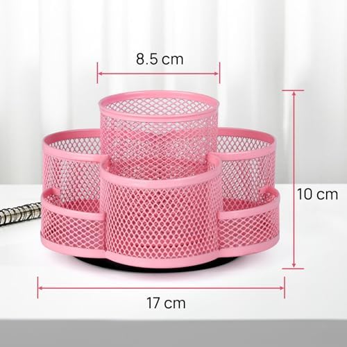 Topwey Pink Rotating Pencil Holder for Desk Office