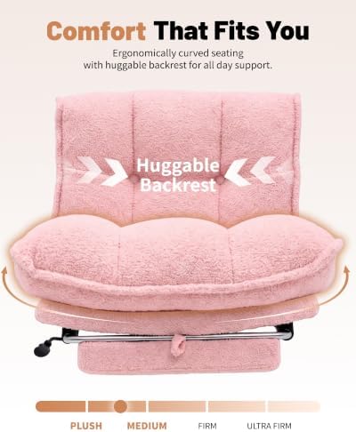 Criss Cross Office Chair, Cross Legged Armless Chair with Footrest