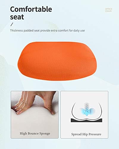 FDW | Mid Back Office Chair | Orange | with Lumbar Support, 360 Swivel