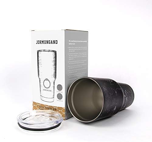 Jormungand 30 oz Tumbler Stainless Steel Vacuum Insulated Travel Mug with Leak Proof Lid Double Wall Coffee Cup Water Bottle for Cold Beverages 30oz Tumbler Marble Black