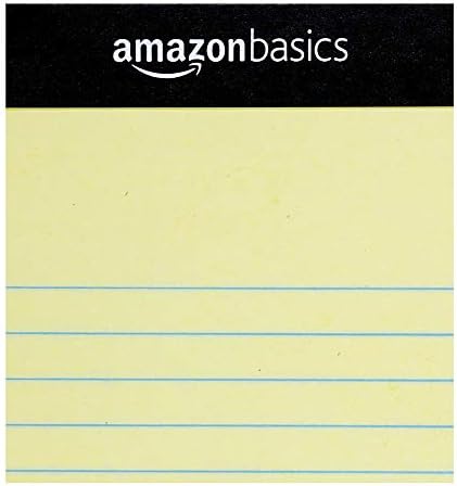 Amazon Basics Legal/Wide Ruled 8.5 x 11.75 inch Legal Pad, Canary, 72 Count (Pack of 12), 50 sheets per pad, 6 packs per carton