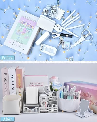 LXEVIHK White Desk Accessories 21-Piece Office Supplies Gift Set