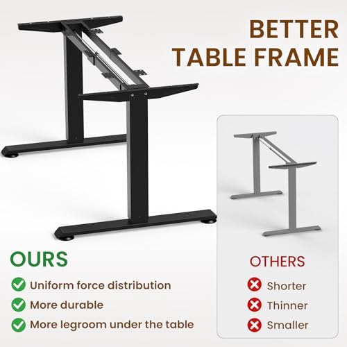 Veken 63"x28" Wider Large Standing Desk, Electric Height Adjustable, Brown