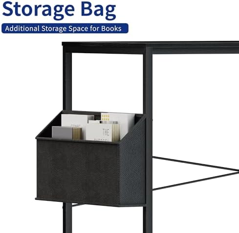 Pamray 47 Inch Computer Desk for Small Spaces with Storage Bag, Home Office Work Desk with Headphone Hook, Small Office Desk Study Writing Table