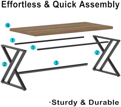 LVB 60 Inch Computer Office Desk Metal & Wood Writing Desks Rustic Oak