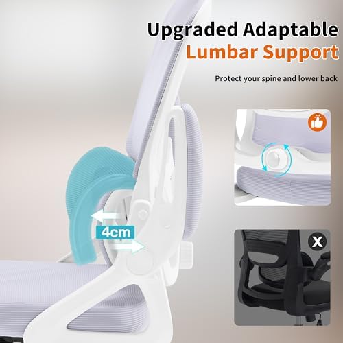 Ergonomic Office Chair,Mesh Office Chair with Lumbar Support,Mid Back Desk Chair with Flip-up Arms,400 lbs Comfy Computer Chair for Home Office